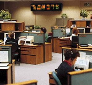 Call center featuring Telegenix displays.